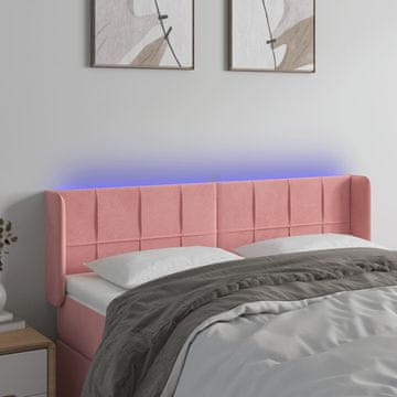 Vidaxl vidaXL Vzglavje postelje z LED svetlobo roza 147x16x78/88 cm žamet