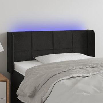 shumee vidaXL LED posteljno vzglavje črno 103x16x78/88 cm žamet