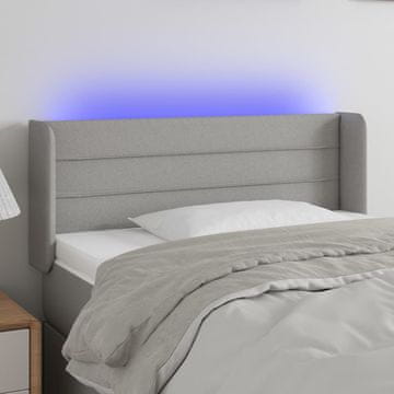 Vidaxl vidaXL Vzglavje postelje z LED svetlo sivo 103x16x78/88 cm blago
