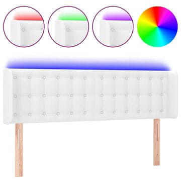 Vidaxl LED posteljno vzglavje belo 147x16x78/88 cm umetno usnje