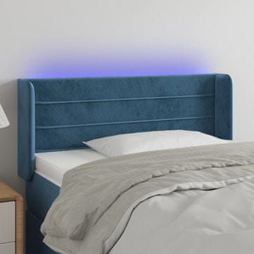 Vidaxl vidaXL Vzglavje postelje z LED diodo temno modro 93x16x78/88 cm žametno