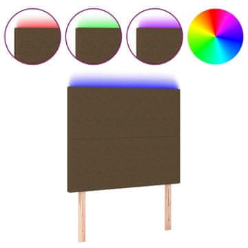 Vidaxl LED posteljno vzglavje temno rjavo 80x5x118/128 cm blago