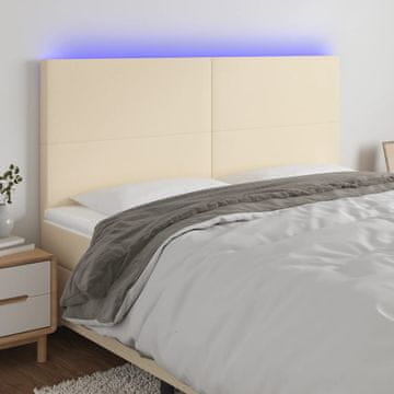 Vidaxl vidaXL Vzglavje postelje z LED zaslonom, kremno, 200x5x118/128 cm, blago
