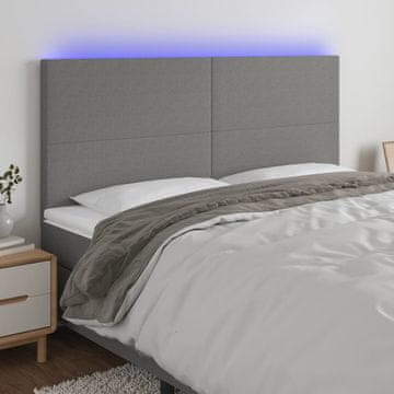 Vidaxl vidaXL Vzglavje postelje z LED diodo temno sivo 200x5x118/128 cm blago