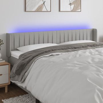 Vidaxl vidaXL Vzglavje postelje z LED svetlo sivo 163x16x78/88 cm blago