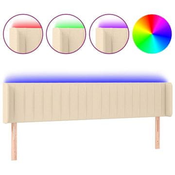 Vidaxl LED posteljno vzglavje krem 203x16x78/88 cm blago