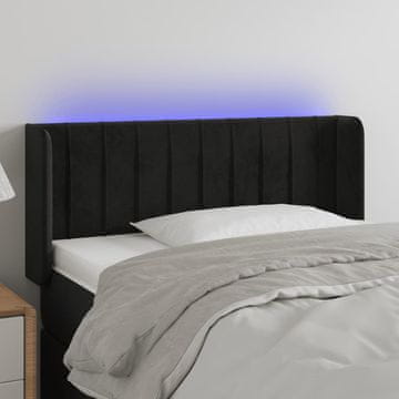 Vidaxl vidaXL Vzglavje postelje z LED diodo črno 93x16x78/88 cm žamet