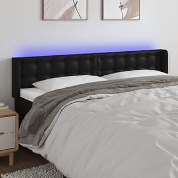 Vidaxl vidaXL LED vzglavje postelje črno 163x16x78/88 cm umetno usnje