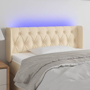 Vidaxl vidaXL Vzglavje postelje z LED diodami kremne barve 93x16x78/88 cm blago