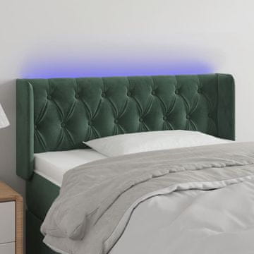 Vidaxl vidaXL Vzglavje postelje z LED diodo temno zeleno 93x16x78/88 cm žamet