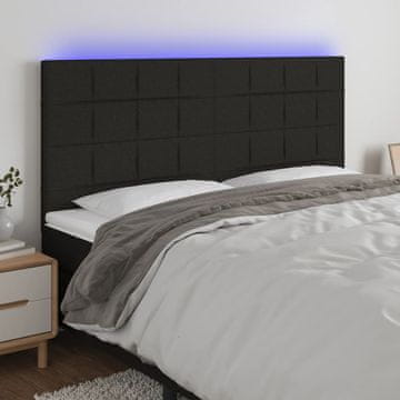 Vidaxl vidaXL Vzglavje postelje z LED diodo črno 200x5x118/128 cm blago