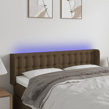 Vidaxl vidaXL Vzglavje postelje z LED diodo temno rjavo 147x16x78/88 cm blago
