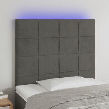 Vidaxl vidaXL Vzglavje postelje z LED diodo temno sivo 90x5x118/128 cm žametno