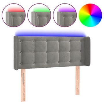 Vidaxl LED posteljno vzglavje svetlo sivo 93x16x78/88 cm žamet