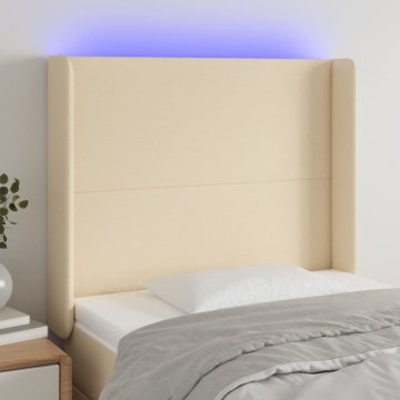 Vidaxl vidaXL Vzglavje postelje z LED diodami kremne barve 83x16x118/128 cm blago