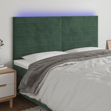 Vidaxl vidaXL Vzglavje postelje z LED diodo temno zeleno 200x5x118/128 cm
