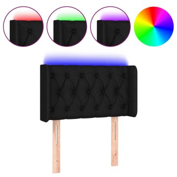 Vidaxl LED posteljno vzglavje črno 83x16x78/88 cm blago