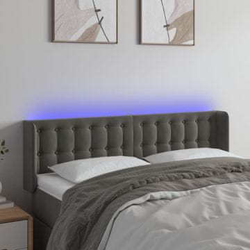 Vidaxl vidaXL Vzglavje postelje z LED diodo temno sivo 147x16x78/88 cm žamet