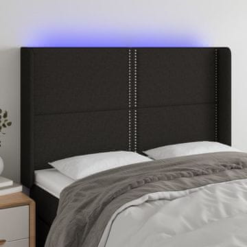 Vidaxl vidaXL Vzglavje postelje z LED diodo črno 147x16x118/128 cm blago