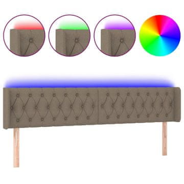 Vidaxl LED posteljno vzglavje taupe 203x16x78/88 cm blago