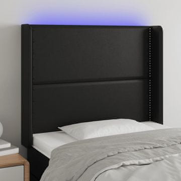 Vidaxl vidaXL LED vzglavje postelje črno 93x16x118/128 cm umetno usnje