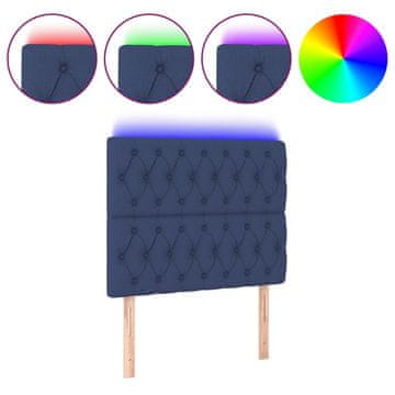 Vidaxl LED posteljno vzglavje modro 100x7x118/128 cm blago