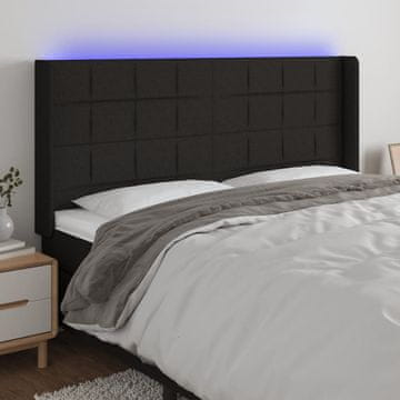 Vidaxl vidaXL Vzglavje postelje z LED diodo črno 203x16x118/128 cm blago