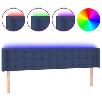 Vidaxl LED posteljno vzglavje modro 163x16x78/88 cm blago