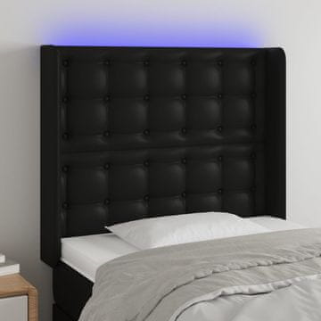 Vidaxl vidaXL LED vzglavje postelje črno 83x16x118/128 cm umetno usnje