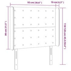 Vidaxl LED posteljno vzglavje temno rjavo 93x16x118/128 cm blago