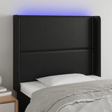 Vidaxl vidaXL LED vzglavje postelje črno 103x16x118/128 cm umetno usnje