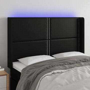 Vidaxl vidaXL LED vzglavje postelje črno 147x16x118/128 cm umetno usnje