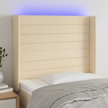 Vidaxl vidaXL Vzglavje postelje z LED diodami kremne barve 83x16x118/128 cm blago