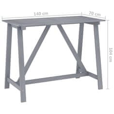 Vidaxl Vrtna barska miza siva 140x70x104 cm trden akacijev les