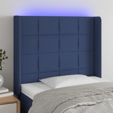 Vidaxl vidaXL Vzglavje postelje z LED modro 103x16x118/128 cm blago