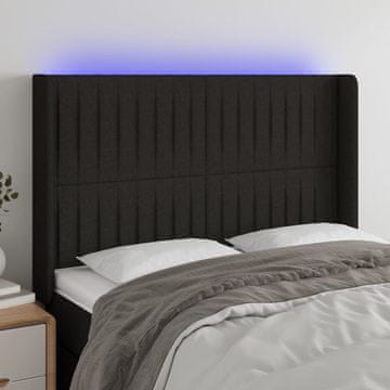 Vidaxl vidaXL Vzglavje postelje z LED diodo črno 147x16x118/128 cm blago