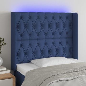 Vidaxl vidaXL Vzglavje postelje z LED modro 103x16x118/128 cm blago