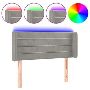Vidaxl LED posteljno vzglavje svetlo sivo 103x16x78/88 cm žamet