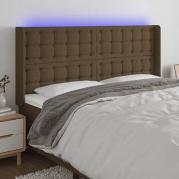 Vidaxl vidaXL Vzglavje postelje z LED diodo temno rjavo 183x16x118/128 cm blago