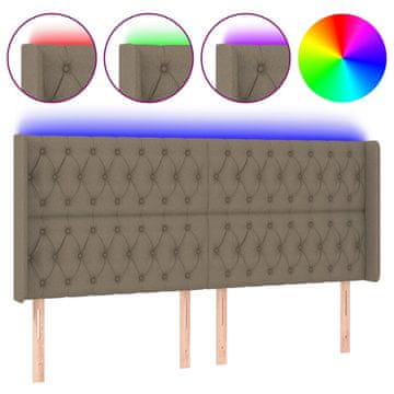 Vidaxl LED posteljno vzglavje taupe 203x16x118/128 cm blago