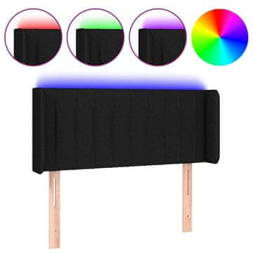 Vidaxl LED posteljno vzglavje črno 93x16x78/88 cm blago
