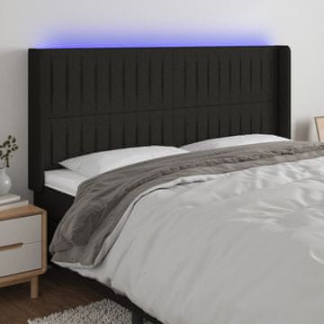 Vidaxl vidaXL Vzglavje postelje z LED diodo črno 203x16x118/128 cm blago