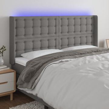 Vidaxl vidaXL Vzglavje postelje z LED diodo temno sivo 203x16x118/128 cm blago