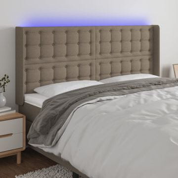 Vidaxl vidaXL Vzglavje postelje z LED diodo, sivo-rjavo, 203x16x118/128 cm, blago