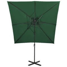 Vidaxl Vrtni senčnik z dvojno streho 250x250 cm zelen