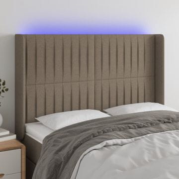 Vidaxl vidaXL Vzglavje postelje z LED svetlobo sivo-rjavo 147x16x118/128 cm blago