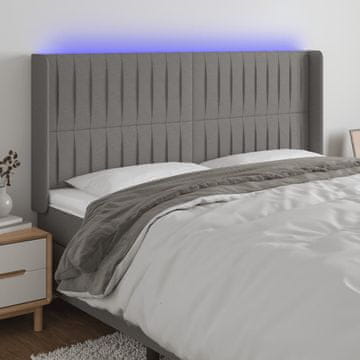 Vidaxl vidaXL Vzglavje postelje z LED diodo temno sivo 163x16x118/128 cm blago