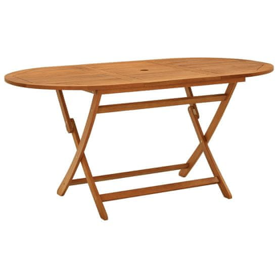 Vidaxl Zložljiva vrtna miza 160x85x75 cm trden evkaliptusov les
