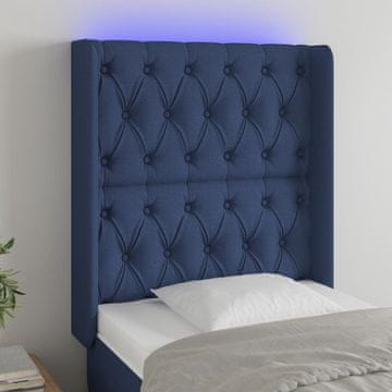 Vidaxl vidaXL Vzglavje postelje z LED modro 83x16x118/128 cm blago