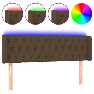 Vidaxl LED posteljno vzglavje temno rjavo 163x16x78/88 cm blago
